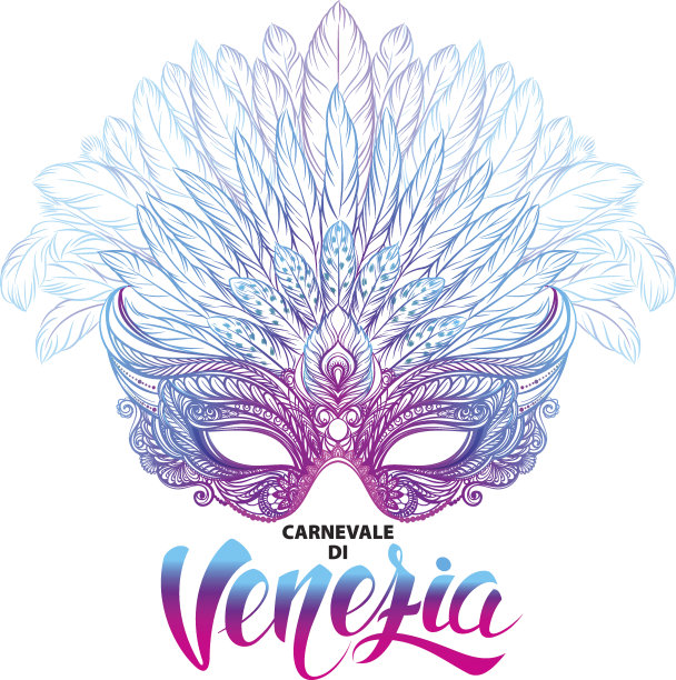 威尼斯狂欢节的羽毛面具。图片下载