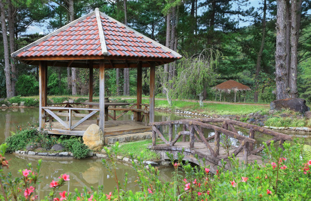 木桥和凉亭图片下载