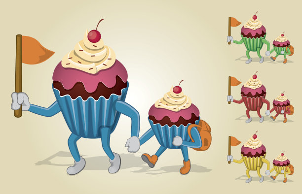 爸爸和儿子杯蛋糕去露营图片下载