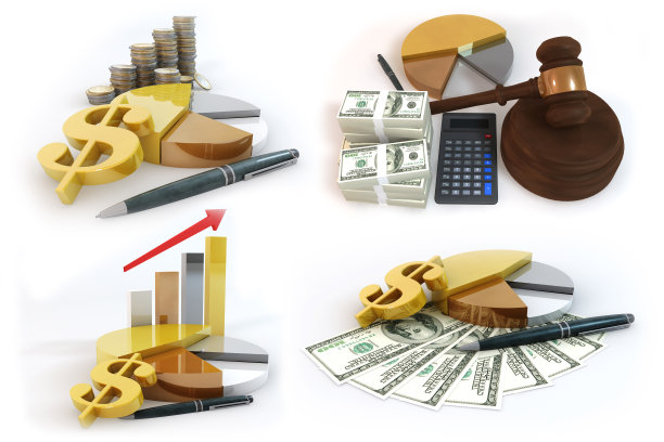 关于商业馅饼与金钱标志孤立在白色的背景图片下载