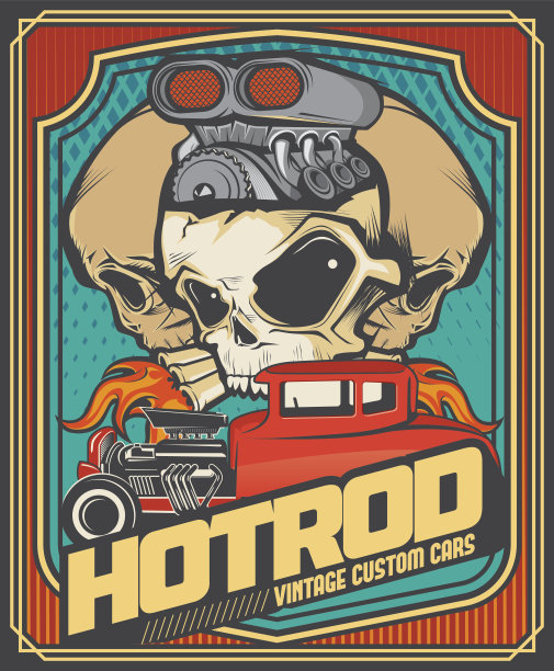 霍特罗德老爷车和涡轮头骨图片下载