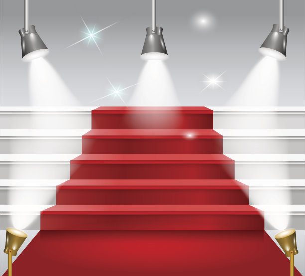 铺红地毯的楼梯图片下载