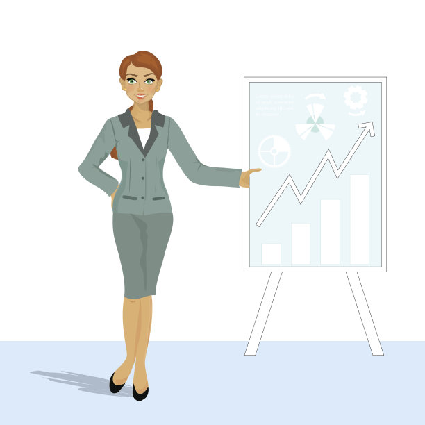 卡通人物美丽的商业女性与商业计划图片下载