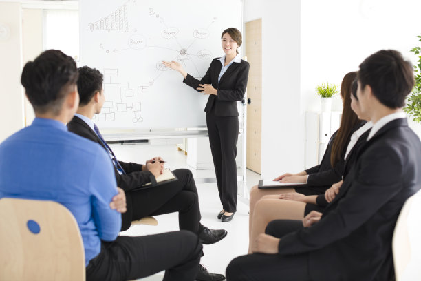 女商人向办公室的合作伙伴展示新项目图片下载