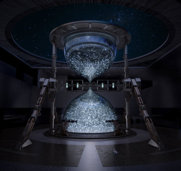 科幻沙漏与星星3d渲染图片下载
