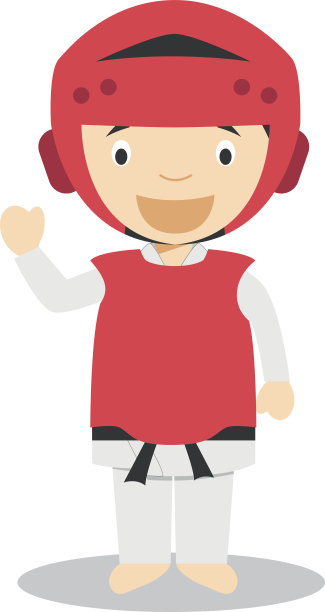 体育卡通矢量插图:跆拳道图片下载