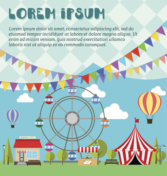 游乐园、冬季市集、节日请柬图片下载