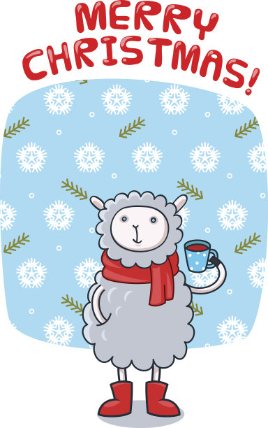 圣诞贺卡与绵羊图片下载