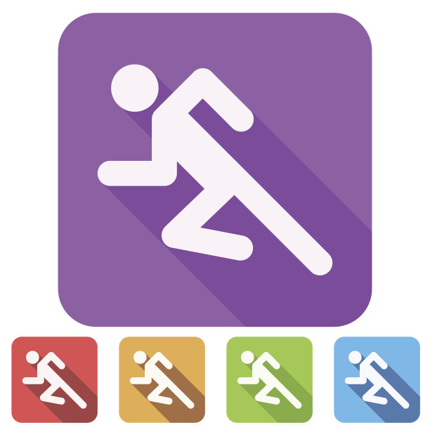 奔跑人物简约符号扁平图标合集，矢量素材图片下载