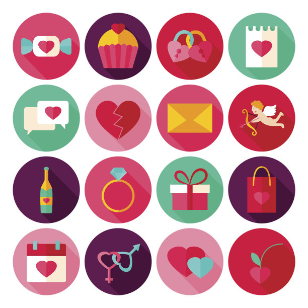 扁平图标情人节快乐图片下载