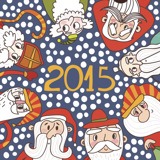 有趣的卡通圣诞贺卡与圣诞老人在矢量。胡里节概念图片下载