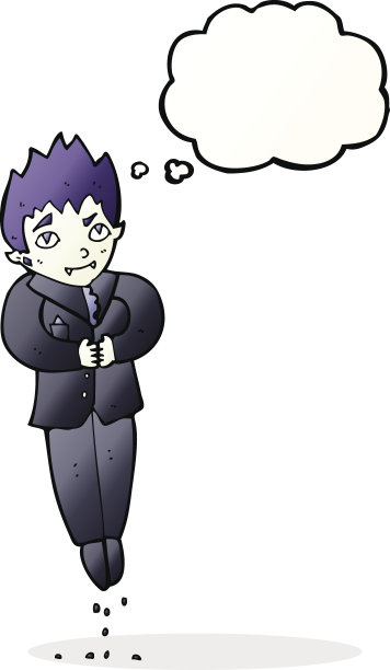 卡通漂浮的吸血鬼与思想泡泡图片下载