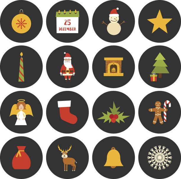 矢量卡通圣诞节，新年的图标图片下载
