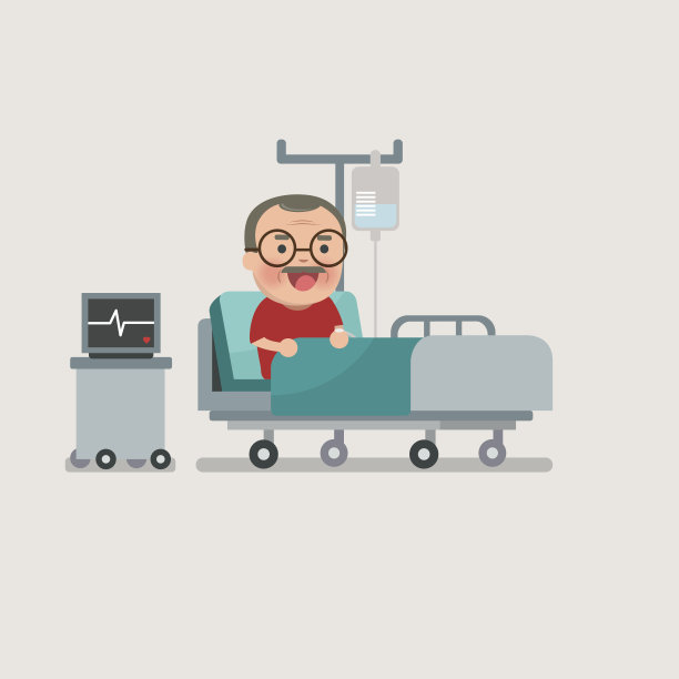 爷爷正躺在病床上静脉注射生理盐水图片下载