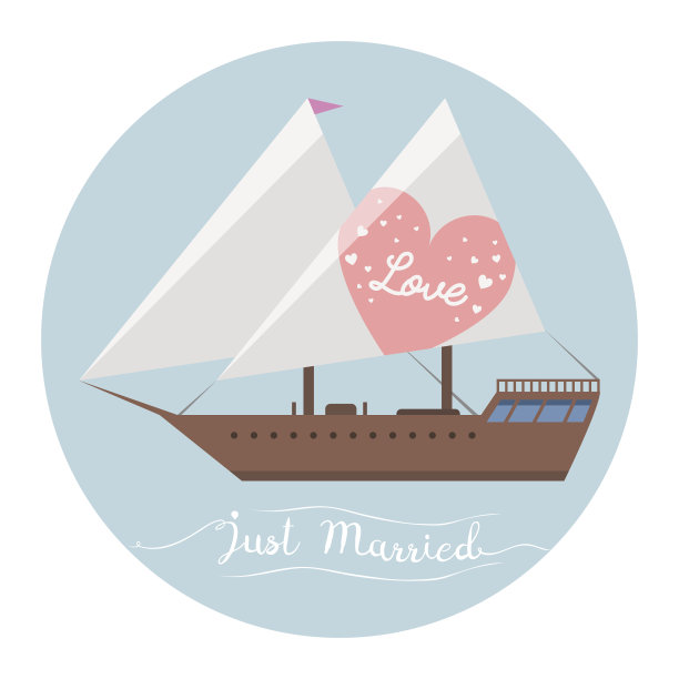 船婚刚结婚海运矢量插图图片下载
