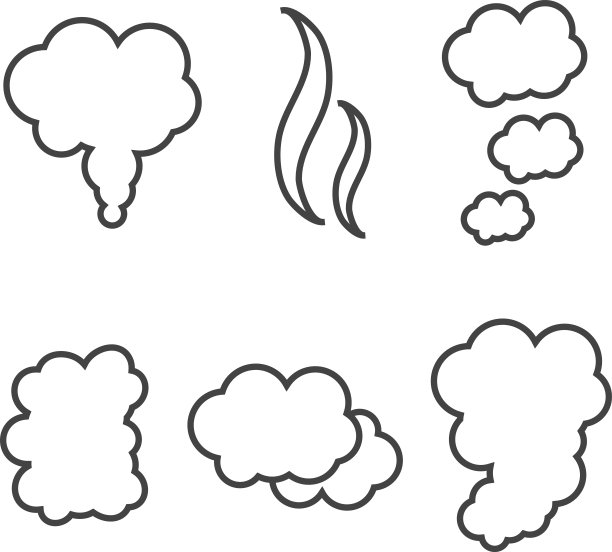 一组流烟雾抽象图标孤立图片下载