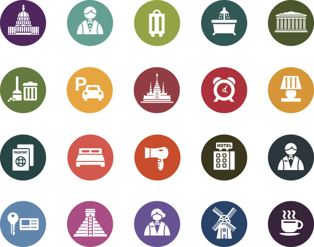 酒店和旅游颜色图标图片下载
