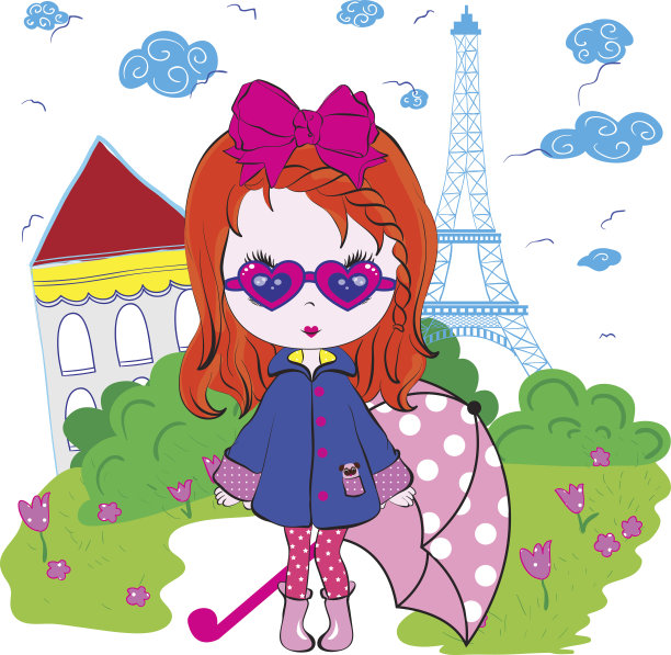孩子女孩巴黎青少年T恤设计图片下载