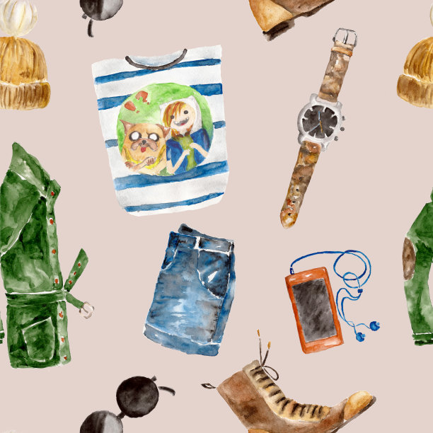 无缝图案搭配时尚、时尚的保暖衣物图片下载