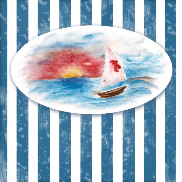 背景是船和白帆在海上素材图片