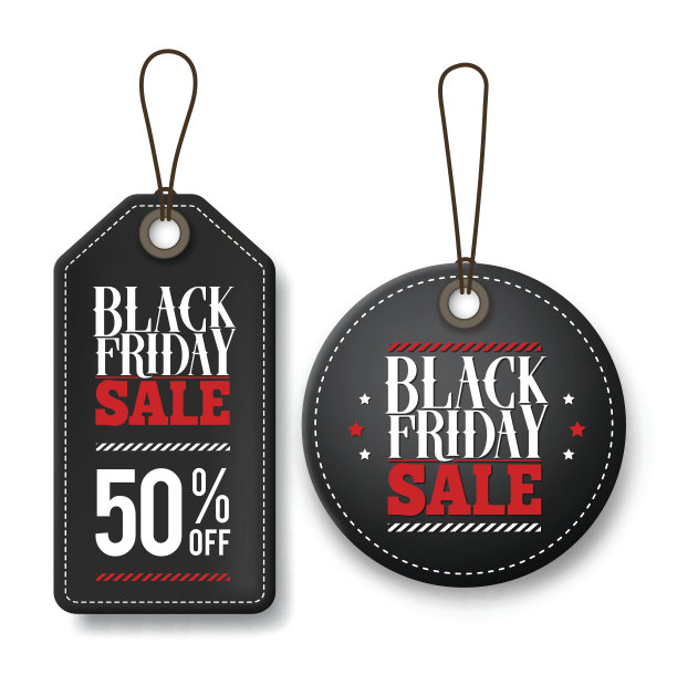 黑色星期五销售矢量价格标签的折扣促销素材图片