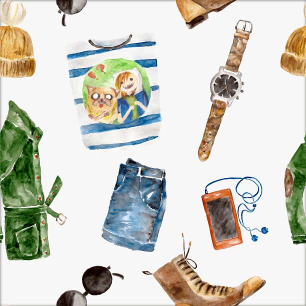 无缝图案搭配时尚、时尚的保暖衣物图片下载