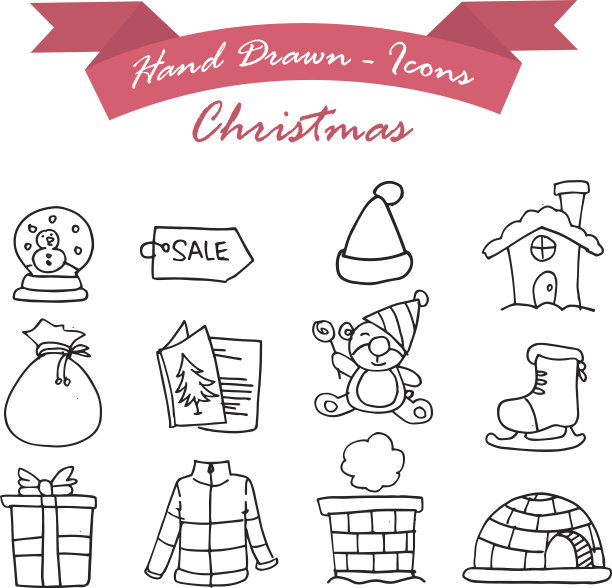 圣诞快乐图标矢量插图图片下载