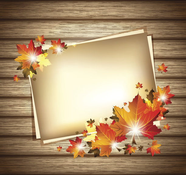 秋天的树叶木制的背景图片下载