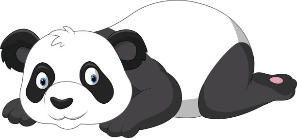 卡通有趣的熊猫躺着素材图片