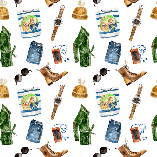 无缝图案搭配时尚、时尚的保暖衣物图片下载