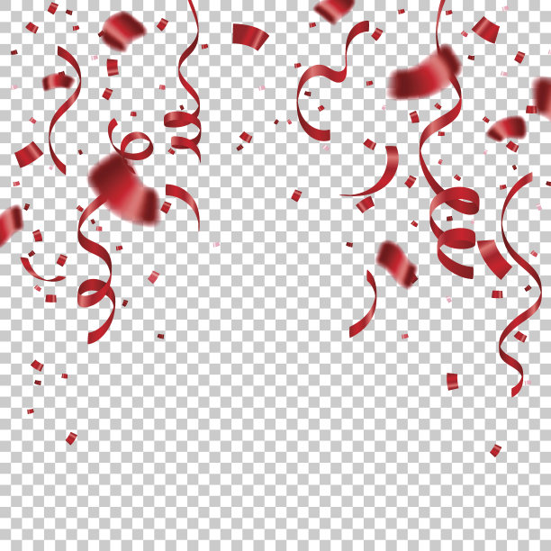 红丝带和五彩纸屑庆祝孤立透明图片下载