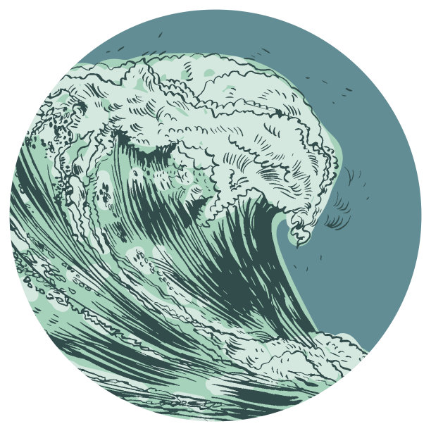 矢量插图手绘手工挑选的波浪图片下载