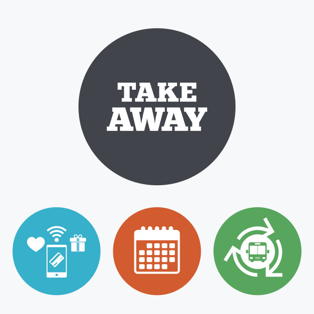 拿走符号图标。外卖食品或饮料。图片下载