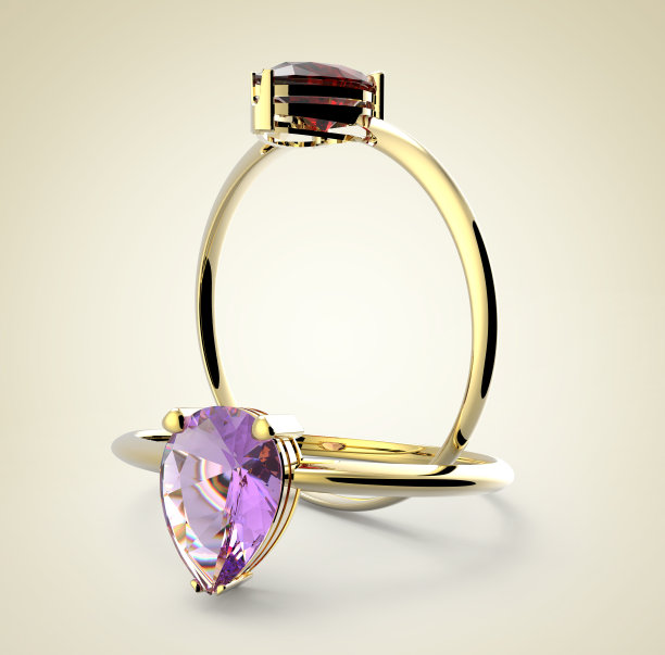 钻石戒指。3D插图图片下载