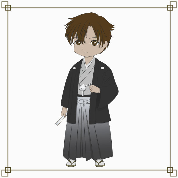 日本男性和服矢量插图图片下载