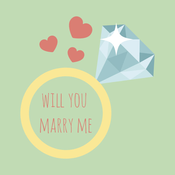 矢量插图的结婚戒指与钻石和字图片下载