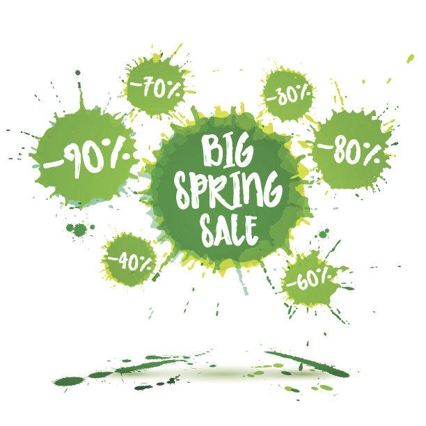 春季大减价的海报和横幅。向量水彩图片下载
