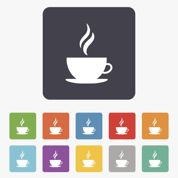 咖啡杯标志图标热咖啡按钮图片下载