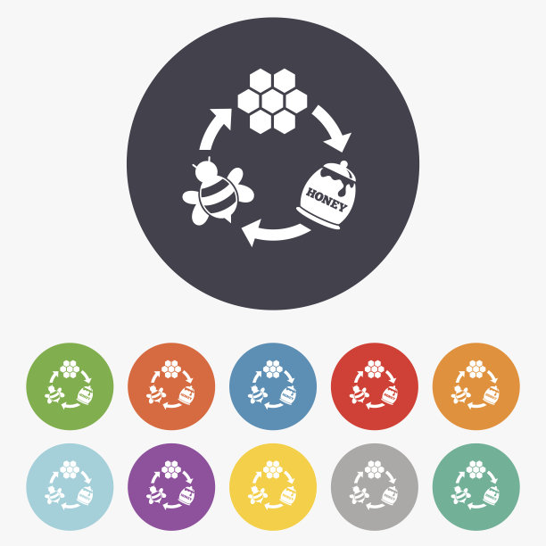 生产蜂蜜和蜂蜡标志图标。图片下载