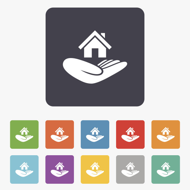 房子保险标志。手握家的象征。图片下载