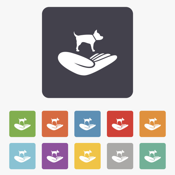 收容所宠物的标志图标。手握狗的标志。图片下载