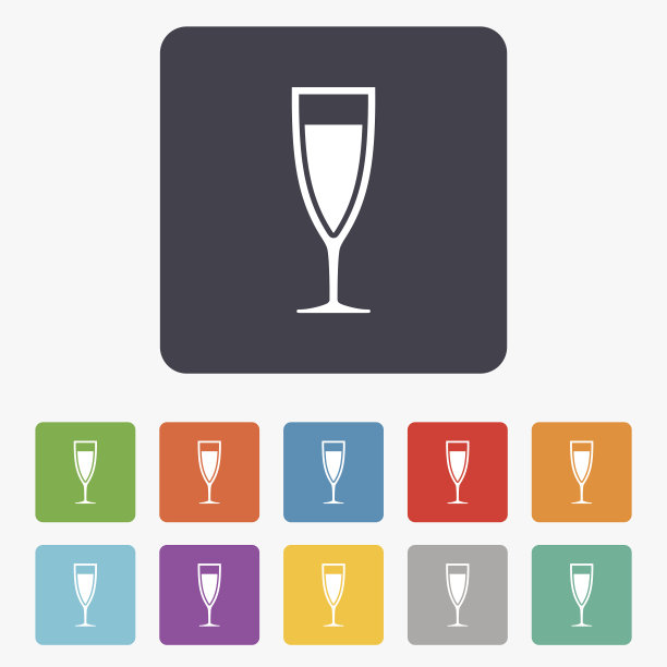 一杯香槟标志图标。含酒精的饮料。图片下载