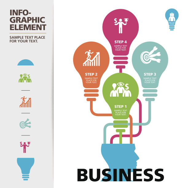 灯泡图标与想法概念。信息图形图片下载