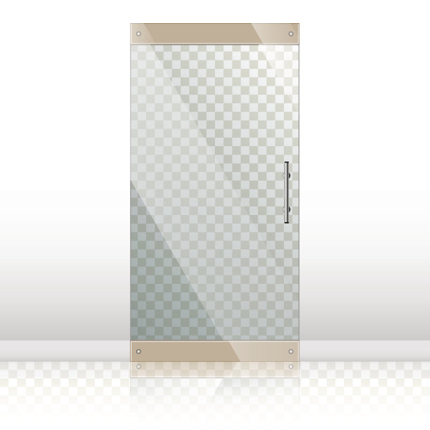 镀铬银把手的玻璃门素材图片