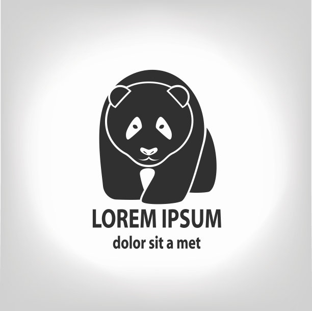 熊猫灰色标签矢量素材图片下载