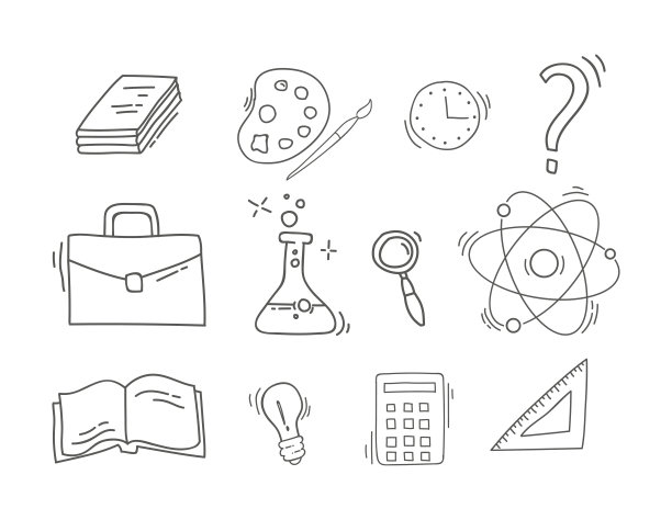 手绘学校图标素材图片下载