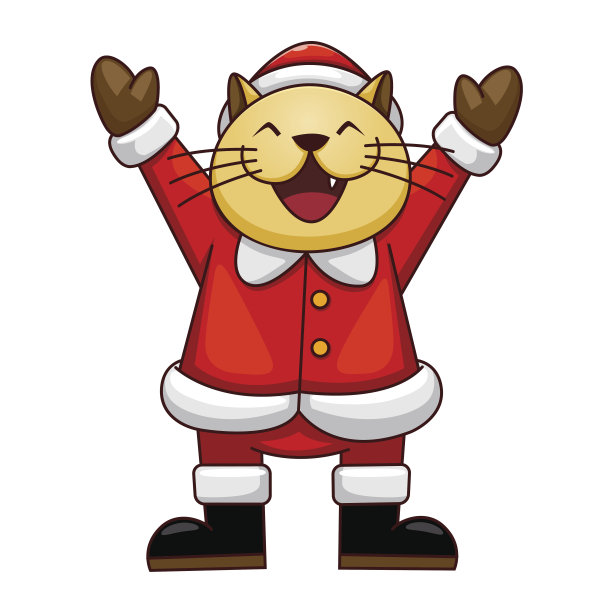 穿着圣诞老人服装的快乐猫图片下载