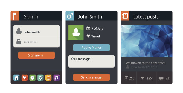 一组平面web和用户界面UI元素图片下载
