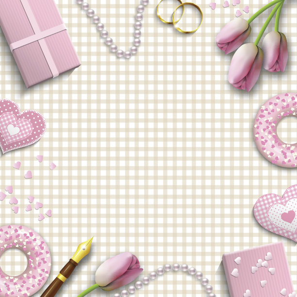 浪漫的背景，灵感来自平面布局风格，插图图片下载