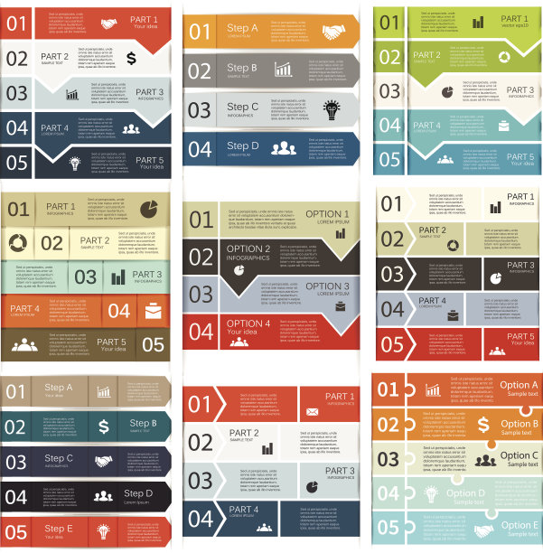 商业信息图、图表、演示4、5步图片下载